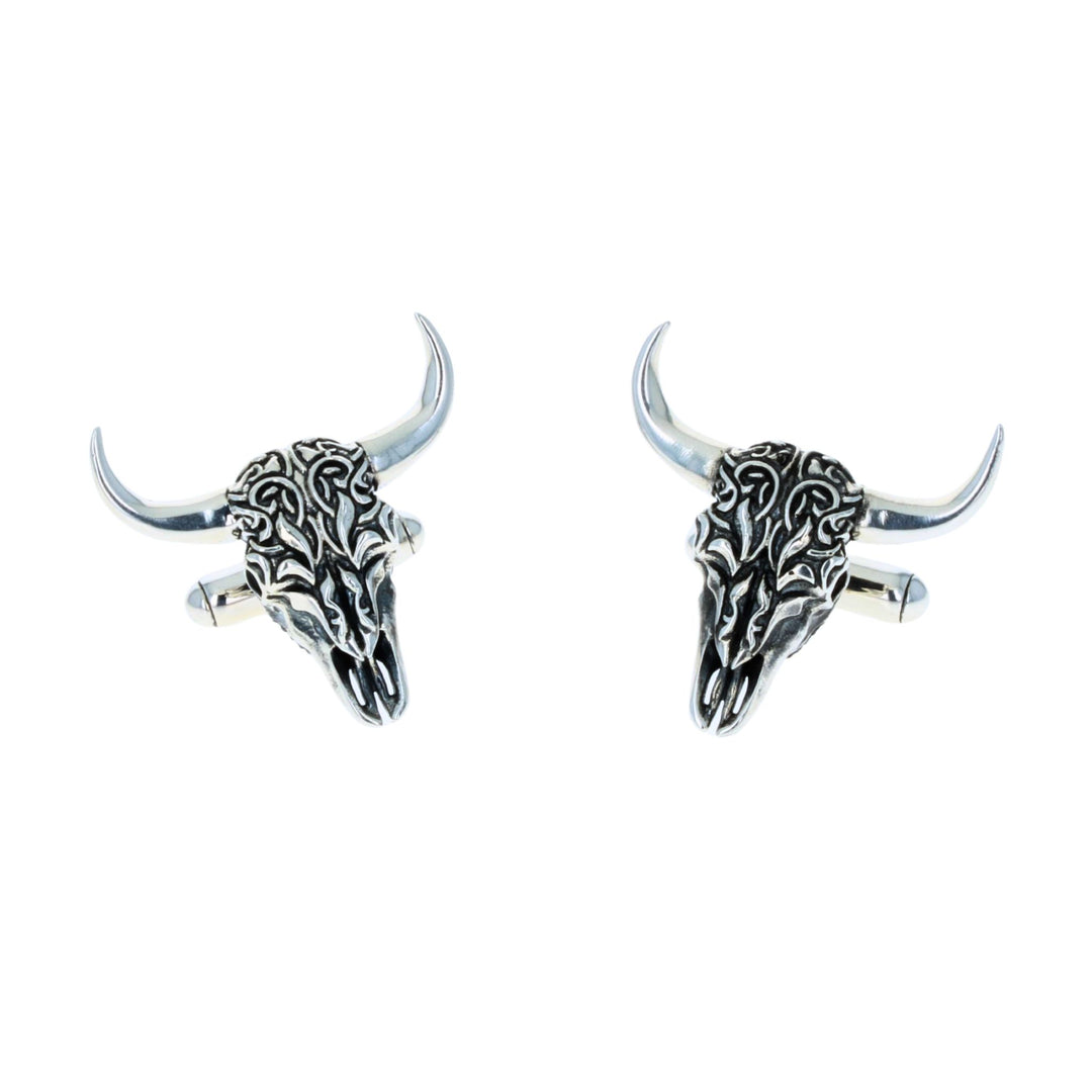 Buffalo Skull Cufflinks on white background front