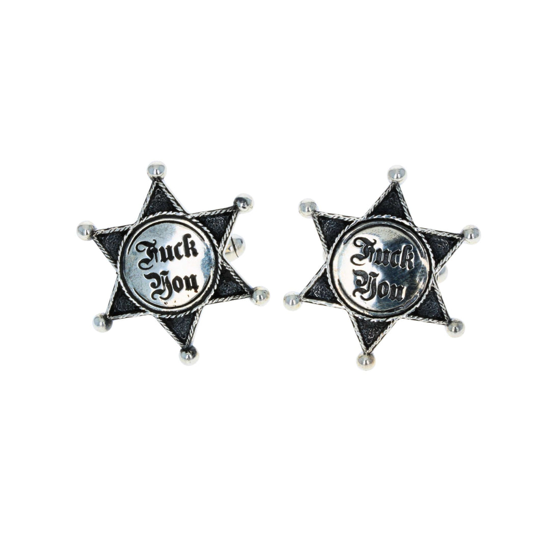 Sheriff Star Cufflinks text on a white background front