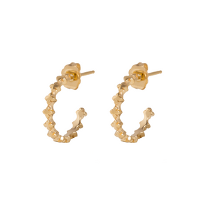 10K Gold Super Micro MB Cross Earrings on white background 3/4 view