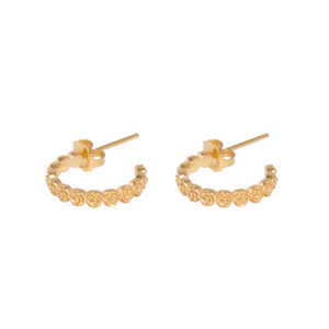 10K Gold Super Micro Rose Earrings on white background flat