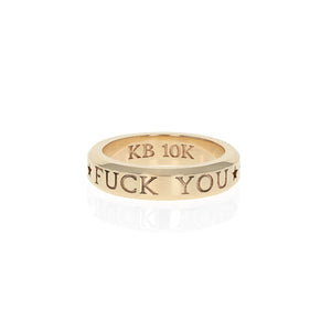 Product shot of 10K Gold Fuck You Stackable Ring
