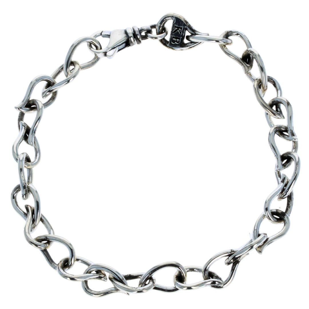 Small Paisley Link Bracelet on white background clasped