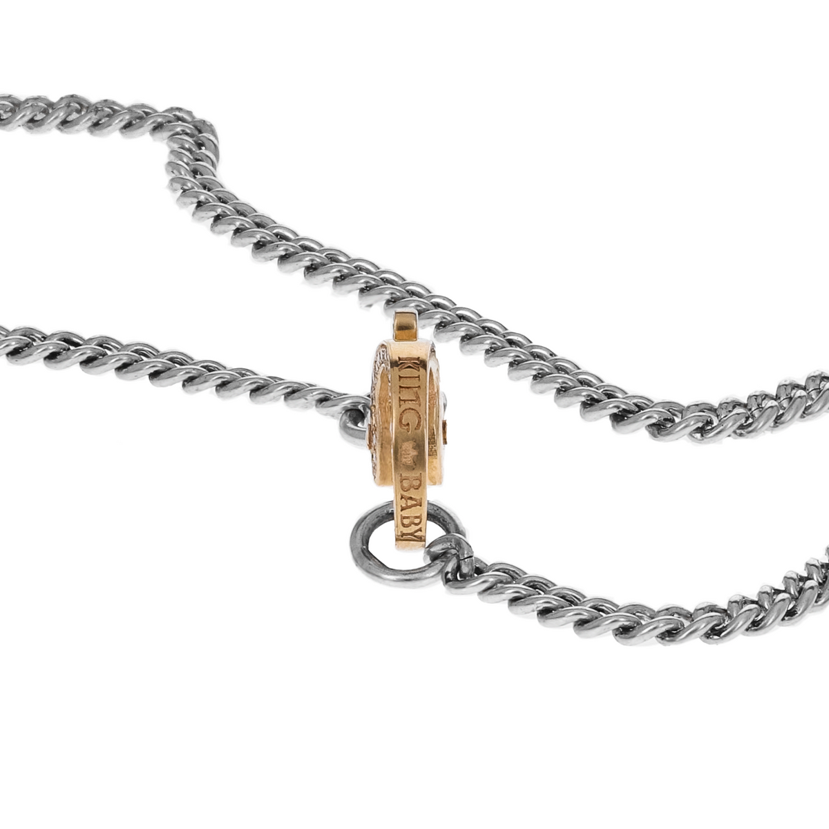 Small Curb Link Chain with Small 10k Gold and Pave Diamond Lobster Clasp  (Single Side)