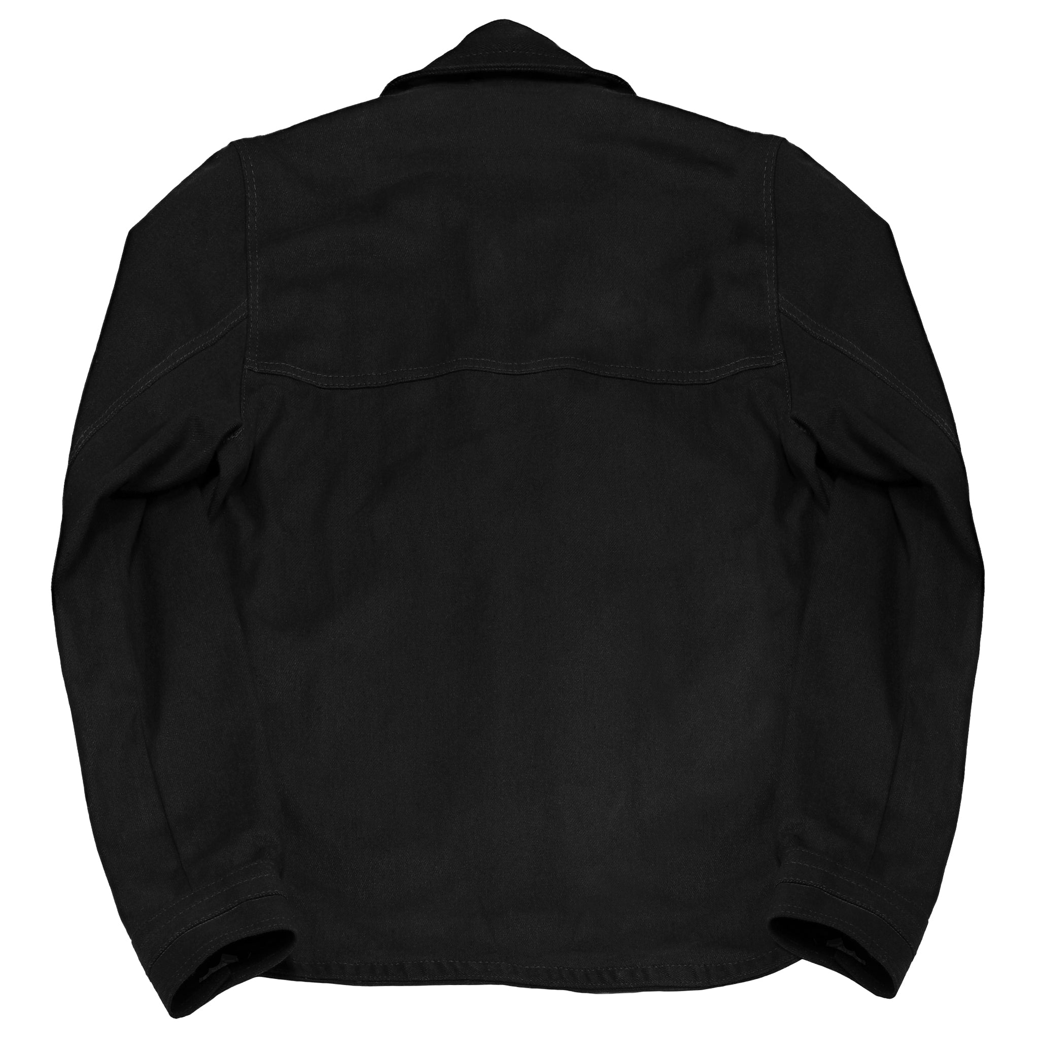 Product shot of the back of the Everyday Black Denim Jacket