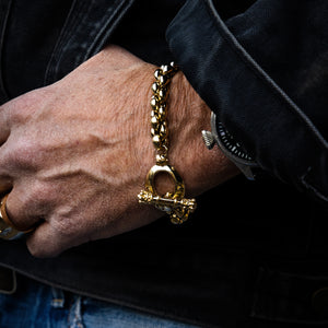 10k Gold Large Infinity Link Bracelet on model