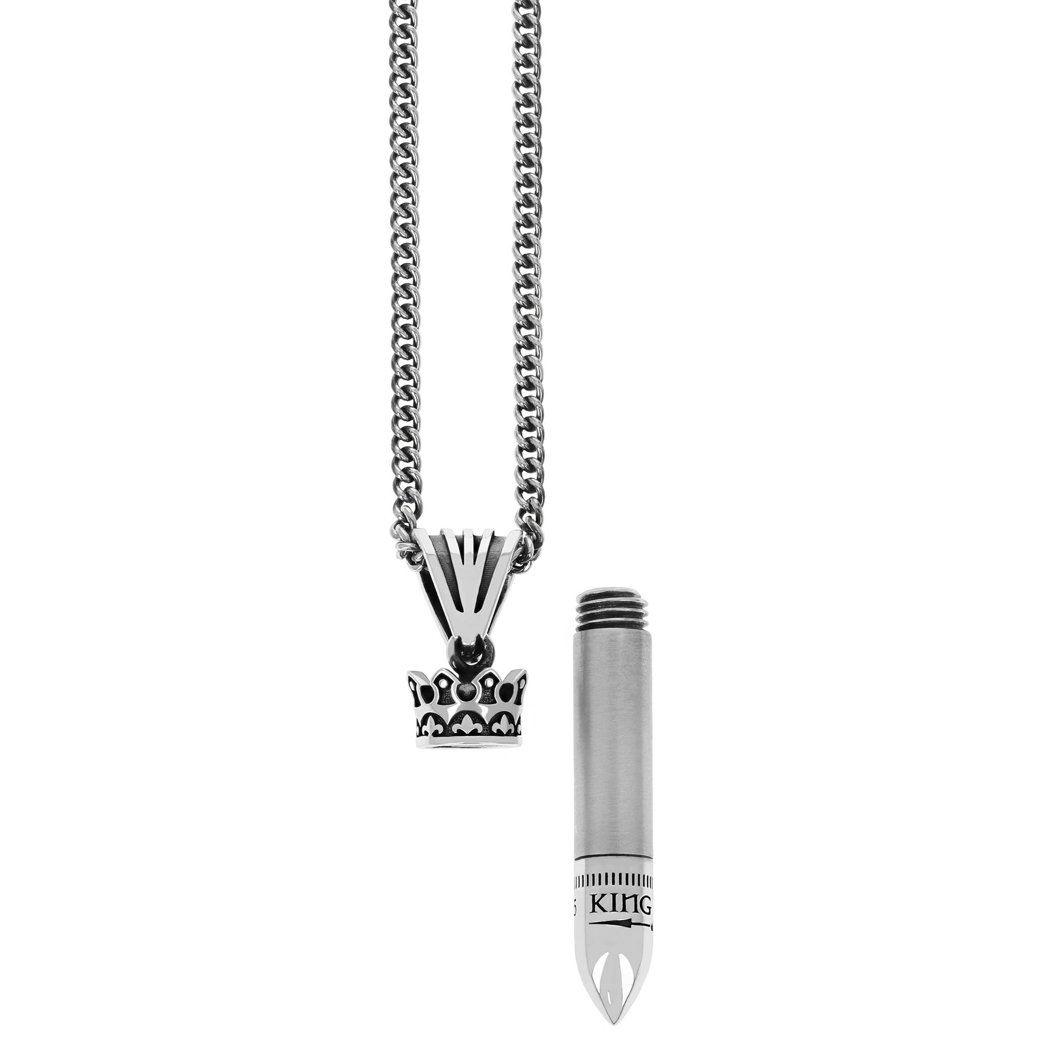 Silver Bullet Pendant with Screw on Crown Top