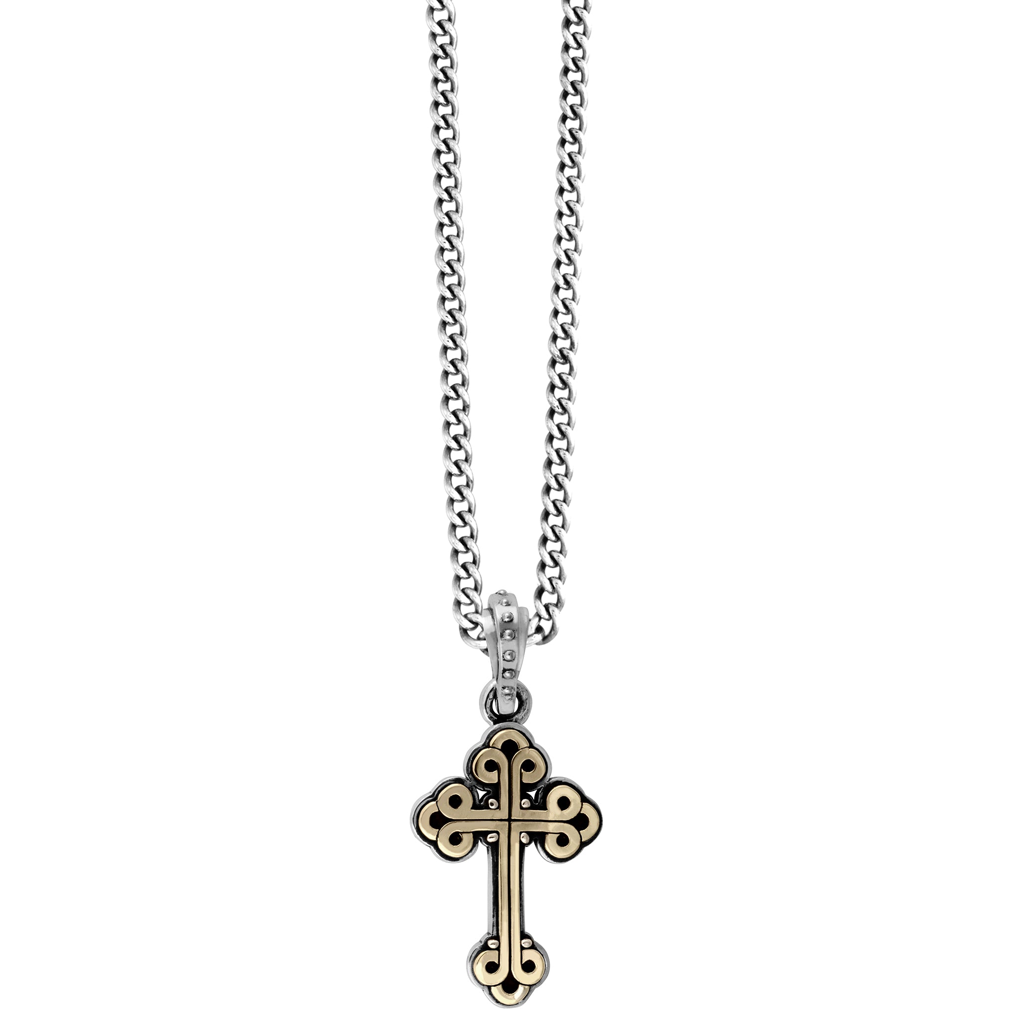 Small Alloy Traditional Cross in Silver Frame Pendant