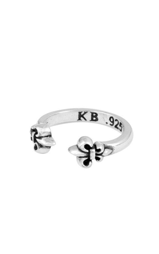 King Baby Open Mid Ring with Fleur De Lis