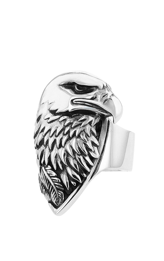 German eagle with cross - sterling silver mens ring for sale