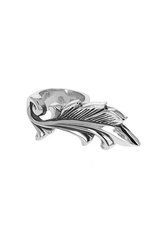 Sterling Silver Feathered Scroll Ring – King Baby