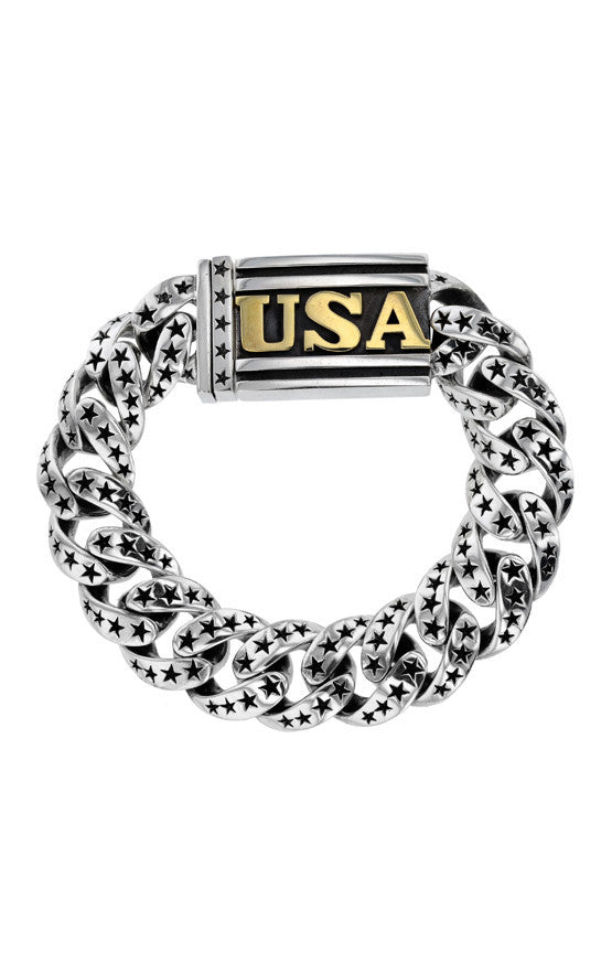 Star Link Bracelet with 18K Gold USA Clasp