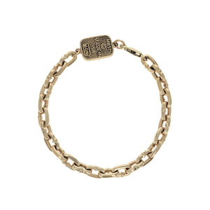 Product shot of 10K Yellow Gold Boat Link Bracelet with Hook Clasp
