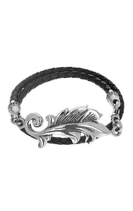 leather king baby bracelet with sterling silver