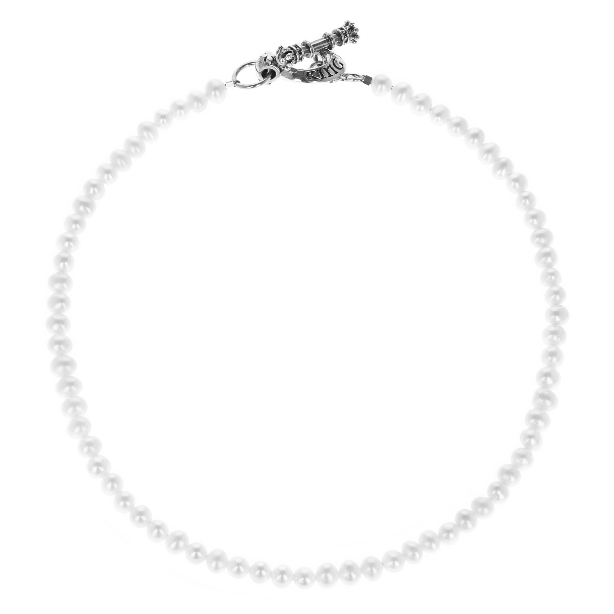 6mm White Pearl Necklace w/ T-bar and Toggle