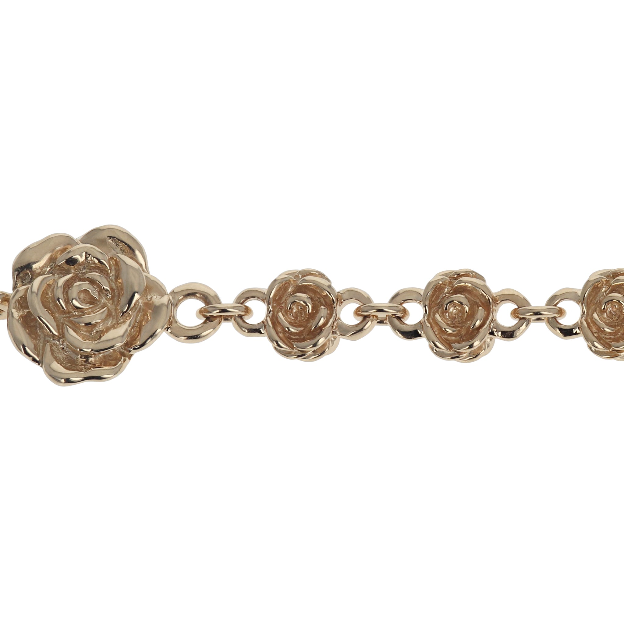 Close up product shot of 10K Gold Rose Motif Chain Bracelet