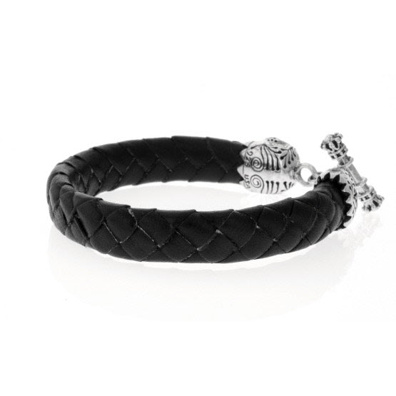 skull braided leather bracelet