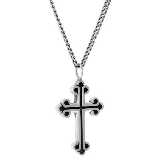 King Baby Studio Sterling Silver MB Cross Dog Tag Pendant Small