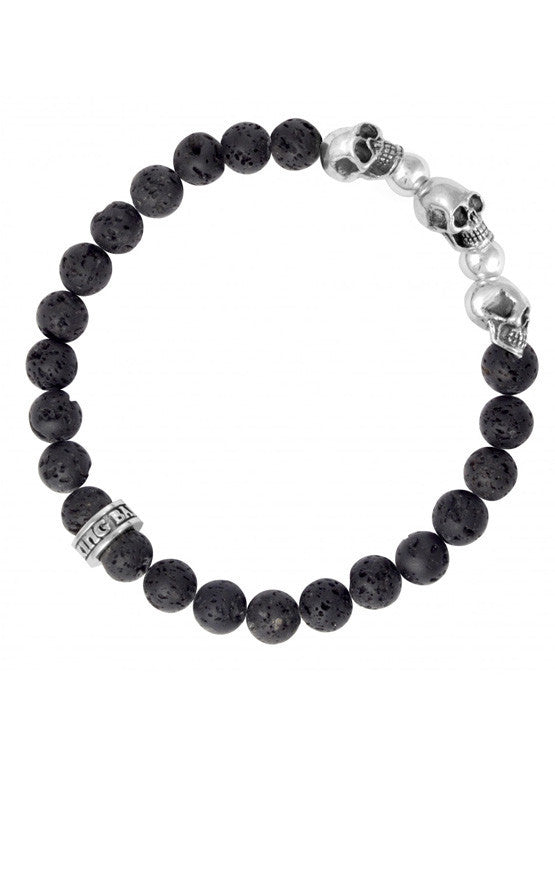 Mens Lava Rock Bead Bracelet Silver Bead Bracelets For Men