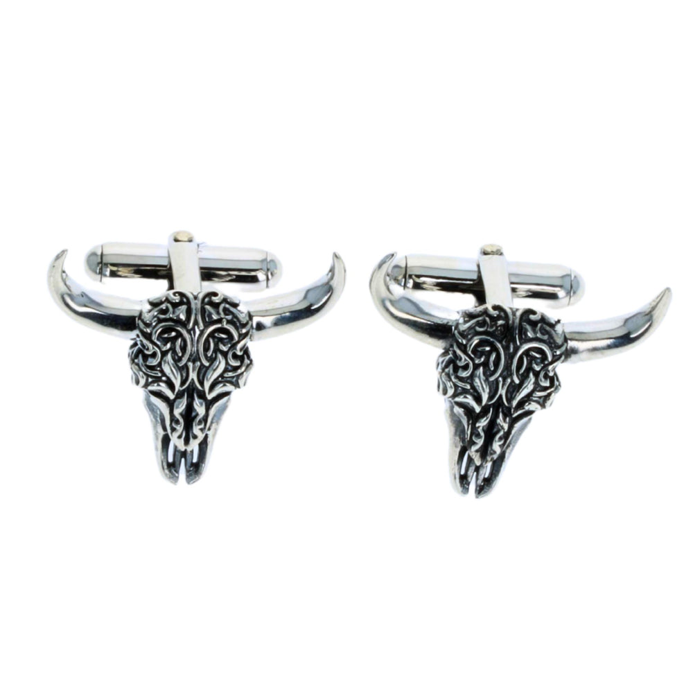 Buffalo Skull Cufflinks on white background top