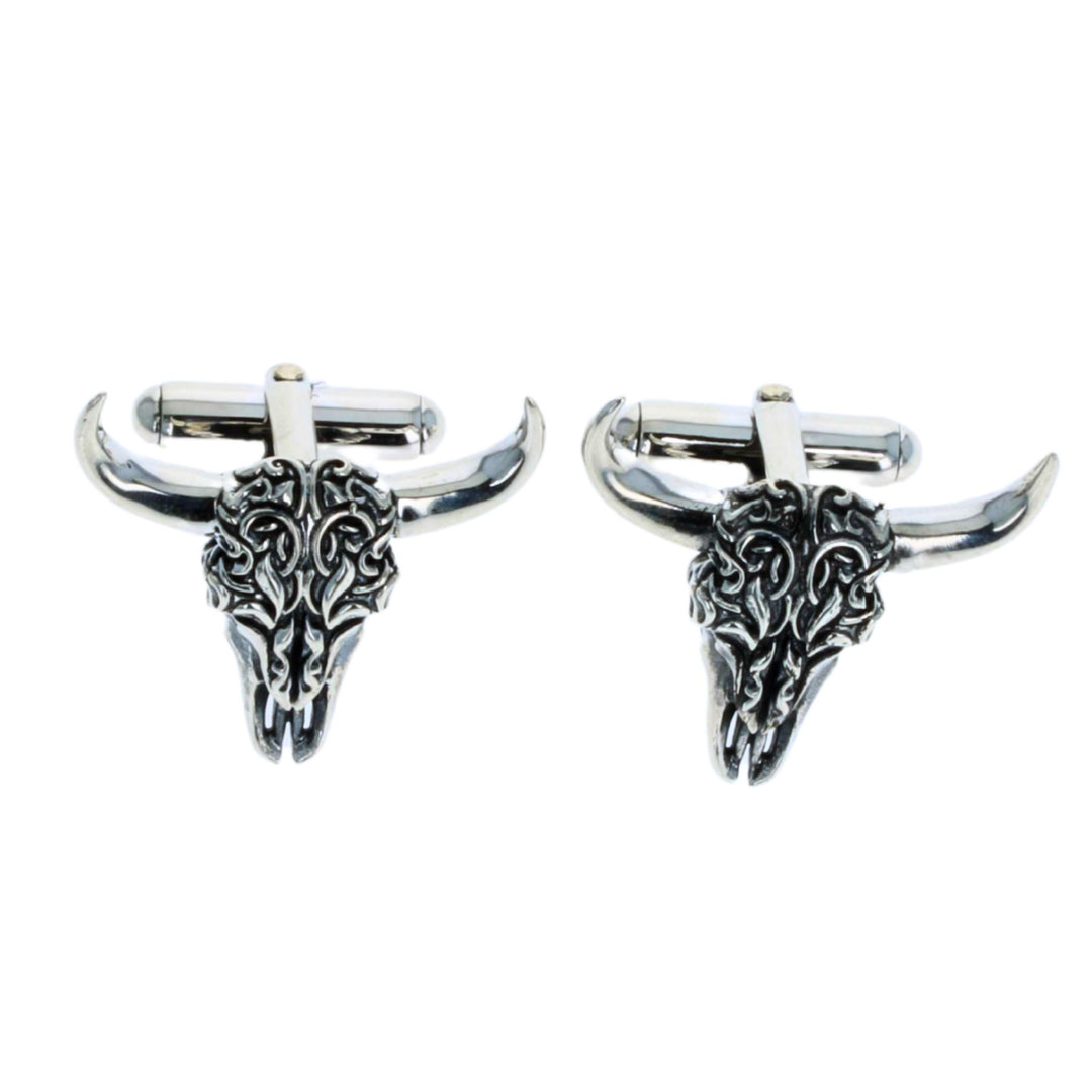 Buffalo Skull Cufflinks on white background top