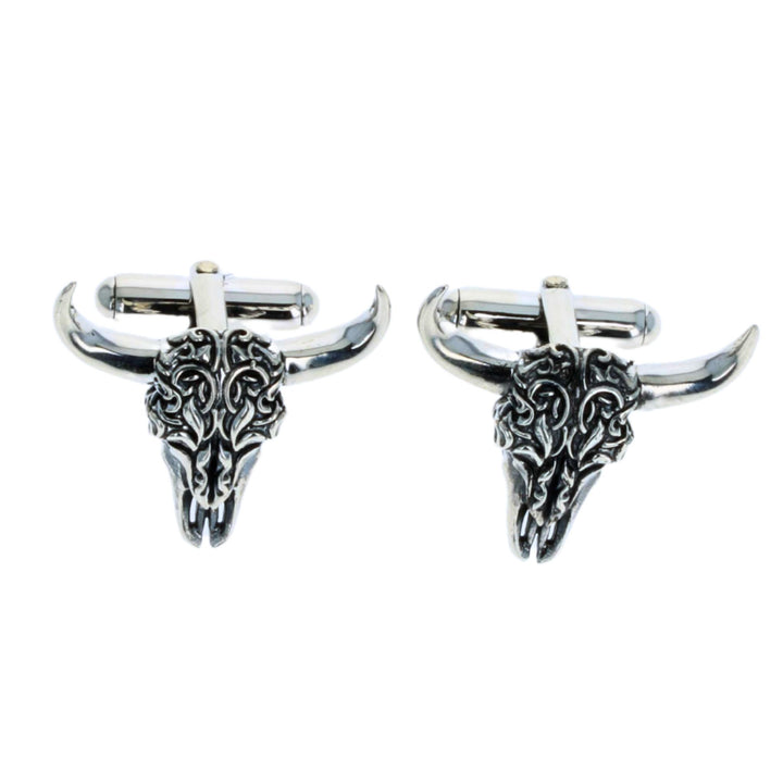 Buffalo Skull Cufflinks on white background top