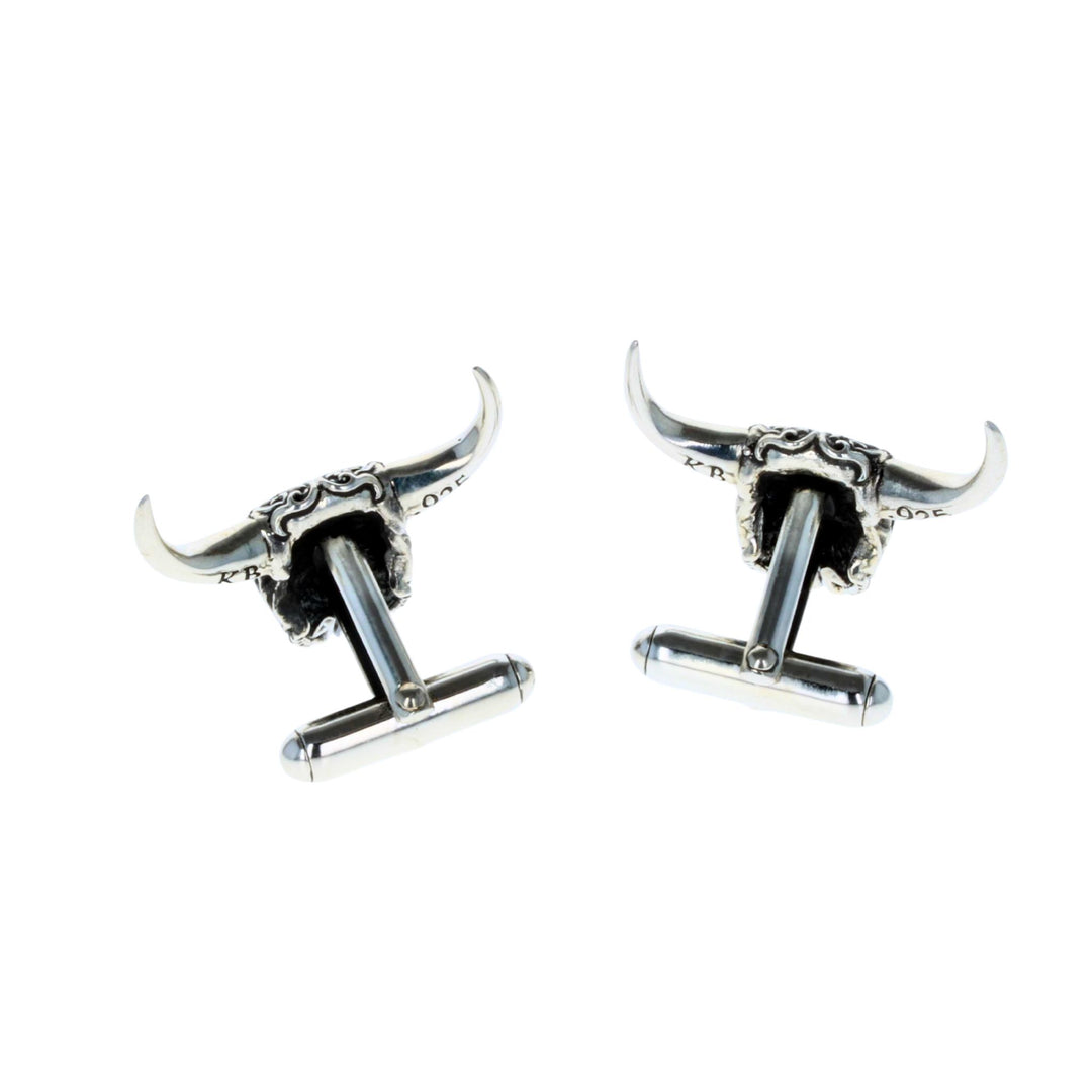 Buffalo Skull Cufflinks on white background back