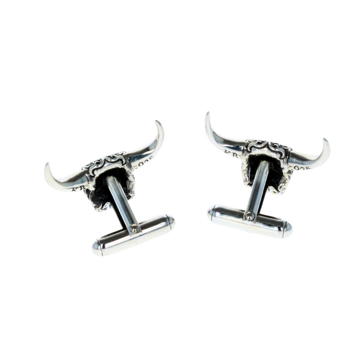 Buffalo Skull Cufflinks on white background back