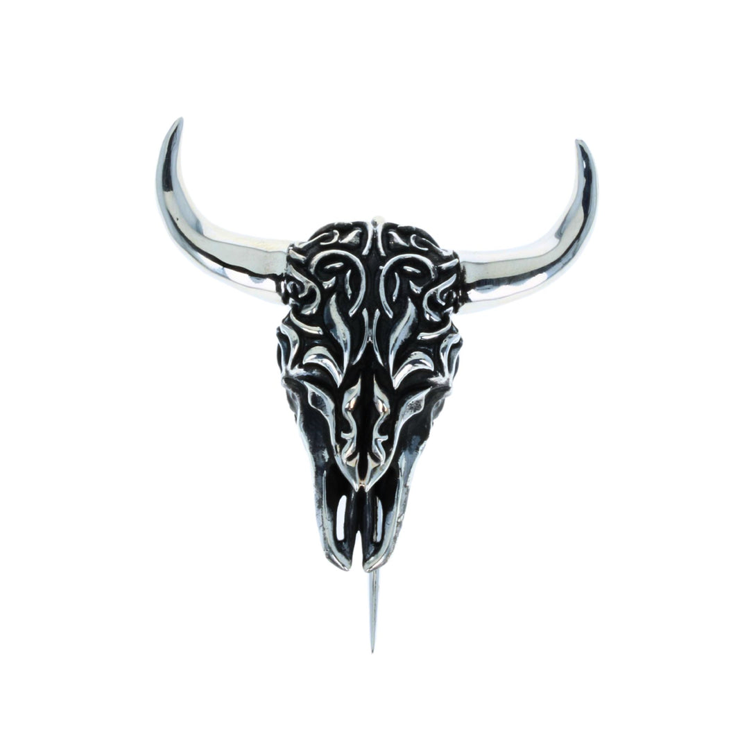 Buffalo Skull Pin on white background front
