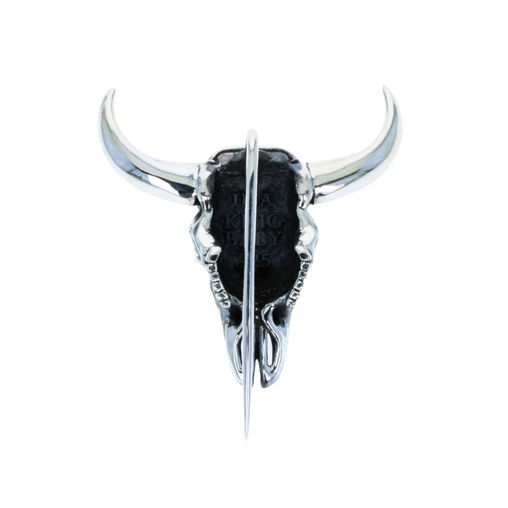 Buffalo Skull Pin on white background front back