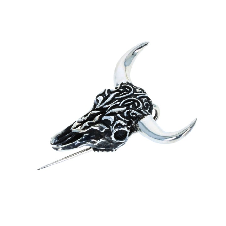Buffalo Skull Pin on white background front side