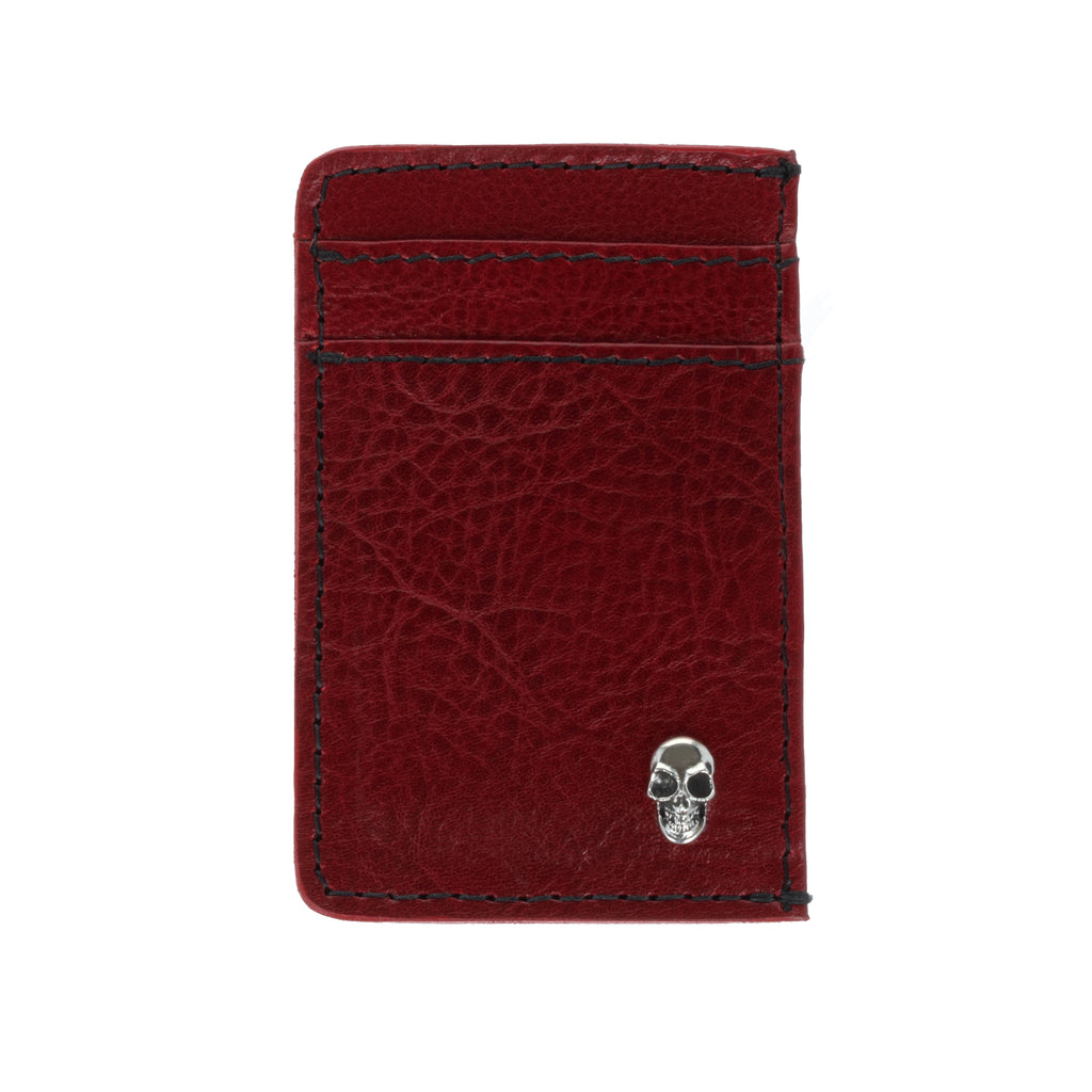 Red Card Holder Wallet w/ Silver Skull