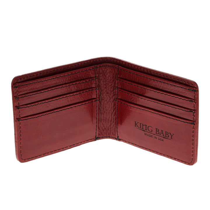 Red Bilfold Wallet w/ Silver Skull