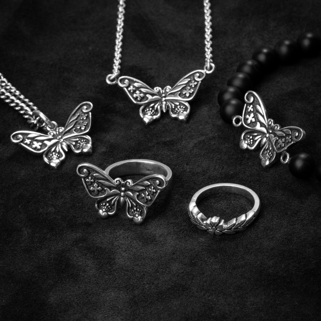 Butterfly collection arranged on black background