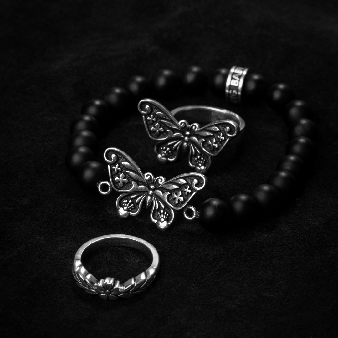 Butterfly Ring, Bracelet, and Flower Ring