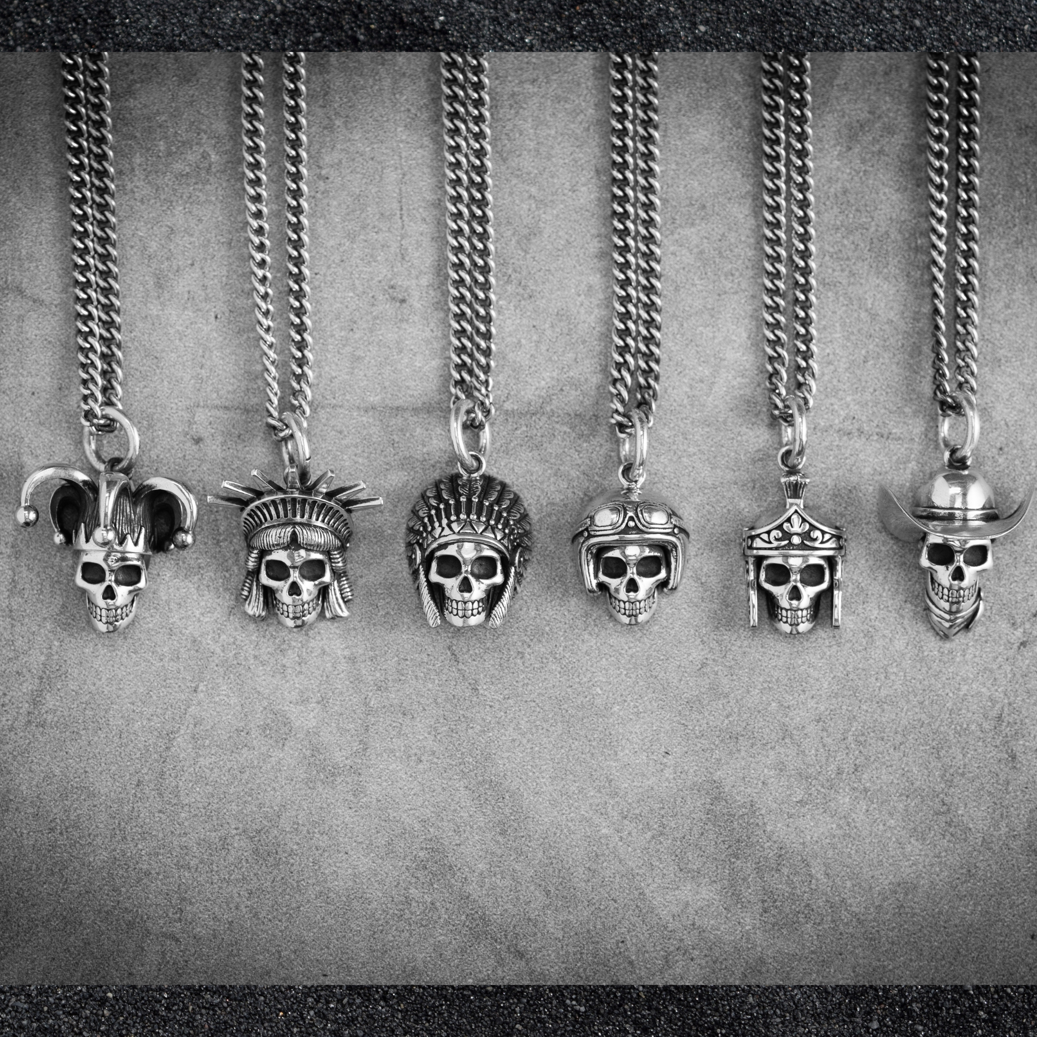 Skull Icons Pendants in a Row