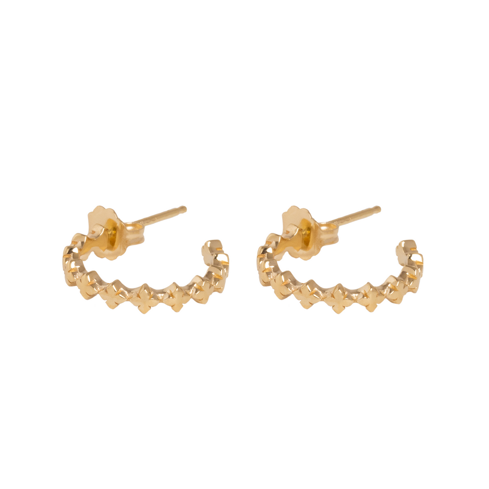 10K Gold Super Micro MB Cross Earrings on white background flat