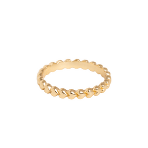 10K Gold Super Micro Heart Stackable Ring on white background