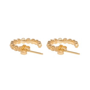 10K Gold Super Micro Rose Earrings on white background flat back