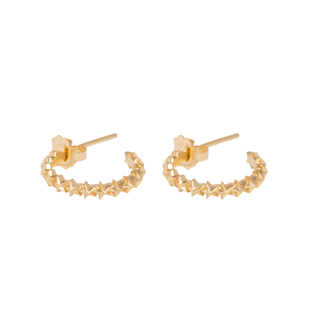 10K Gold Super Micro Star Earrings on white background flat