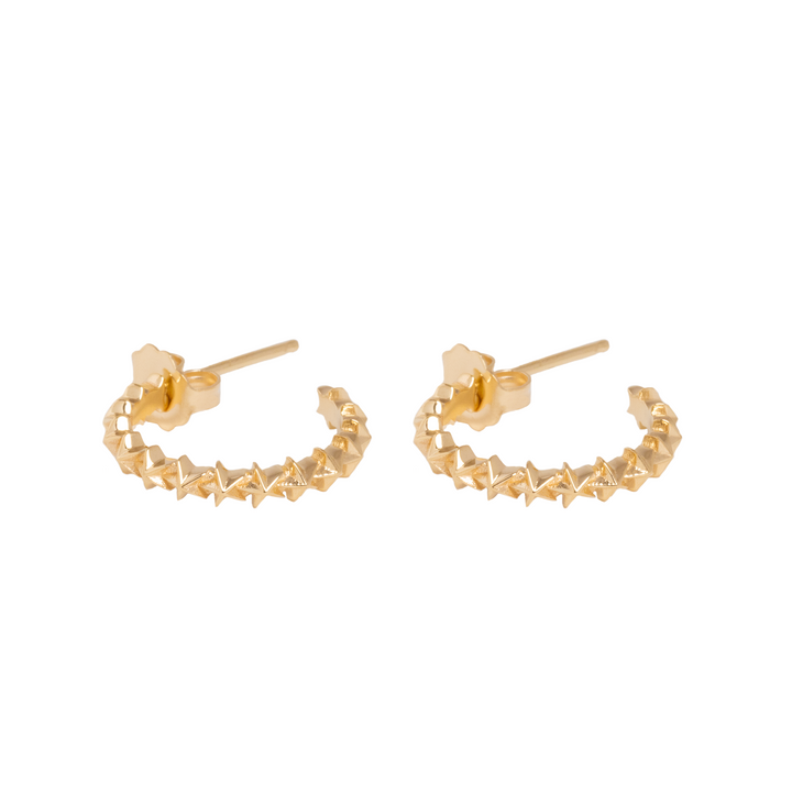 10K Gold Super Micro Star Earrings on white background flat