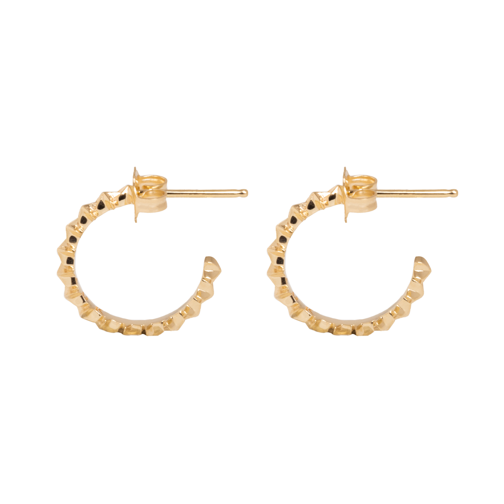 10K Gold Super Micro Star Earrings on white background side view