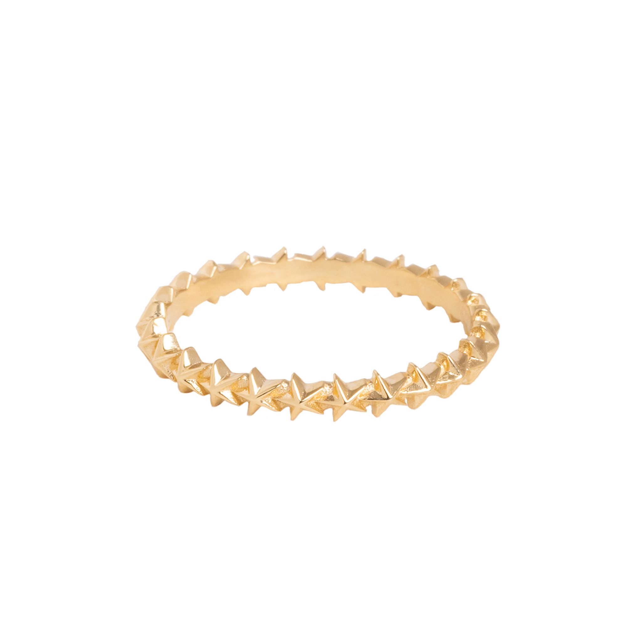 10K Gold Super Micro Star Stackable Ring on white background