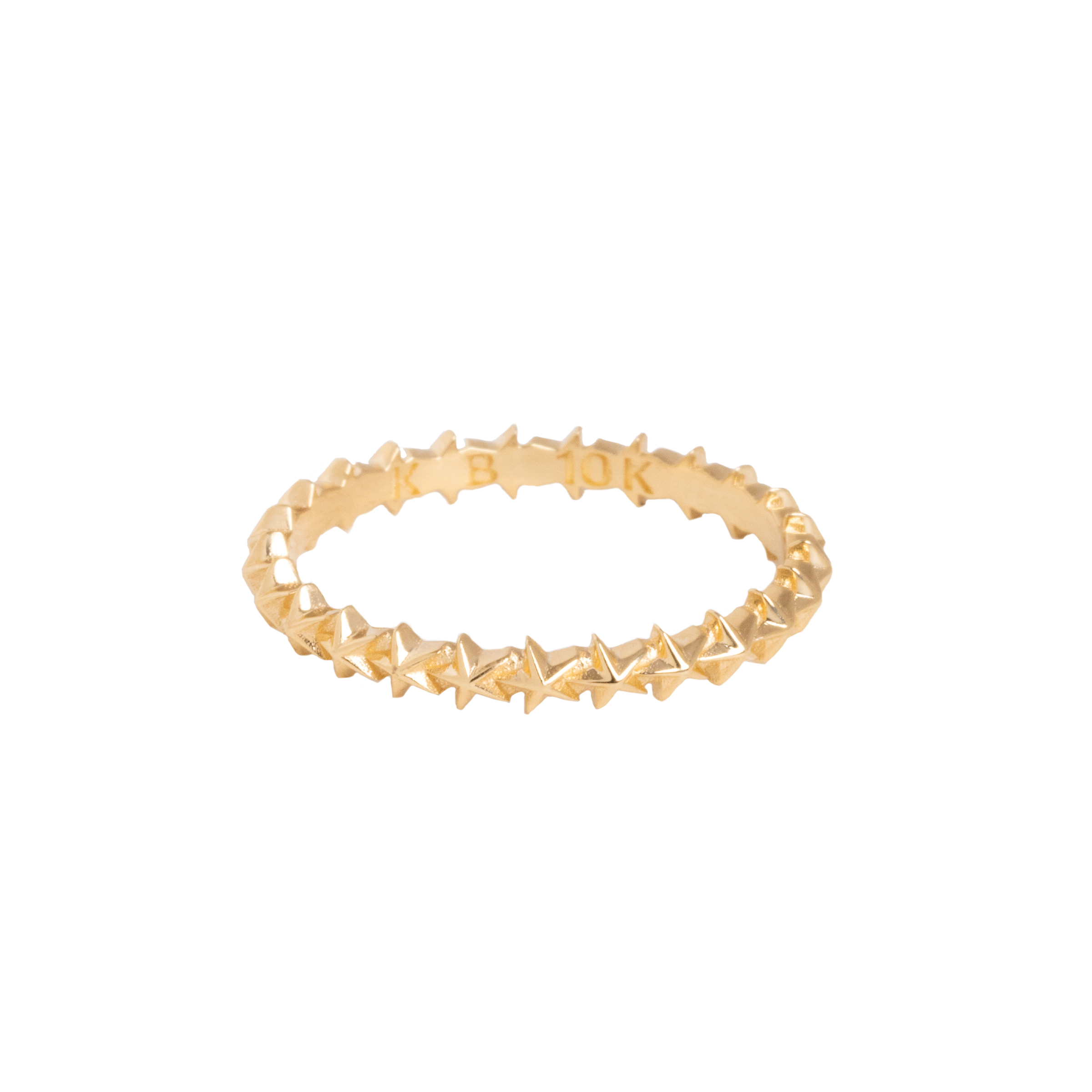 10K Gold Super Micro Star Stackable Ring on white background