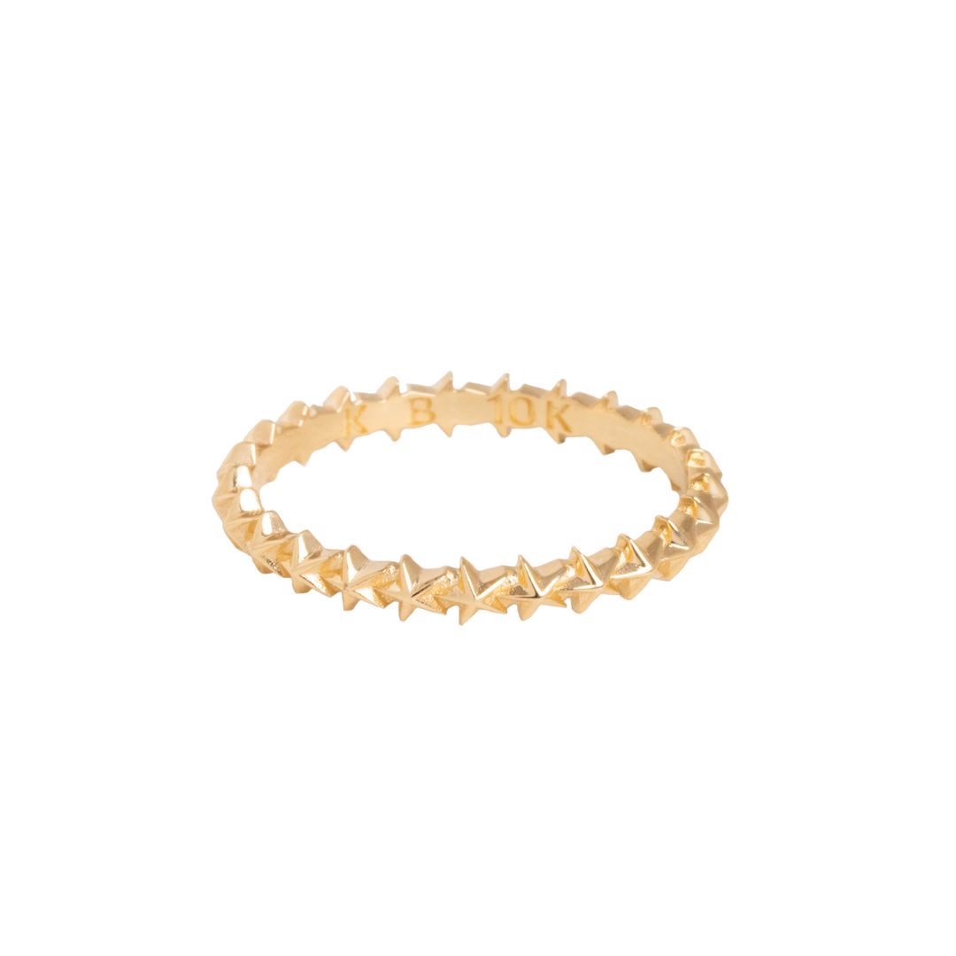 10K Gold Super Micro Star Stackable Ring on white background