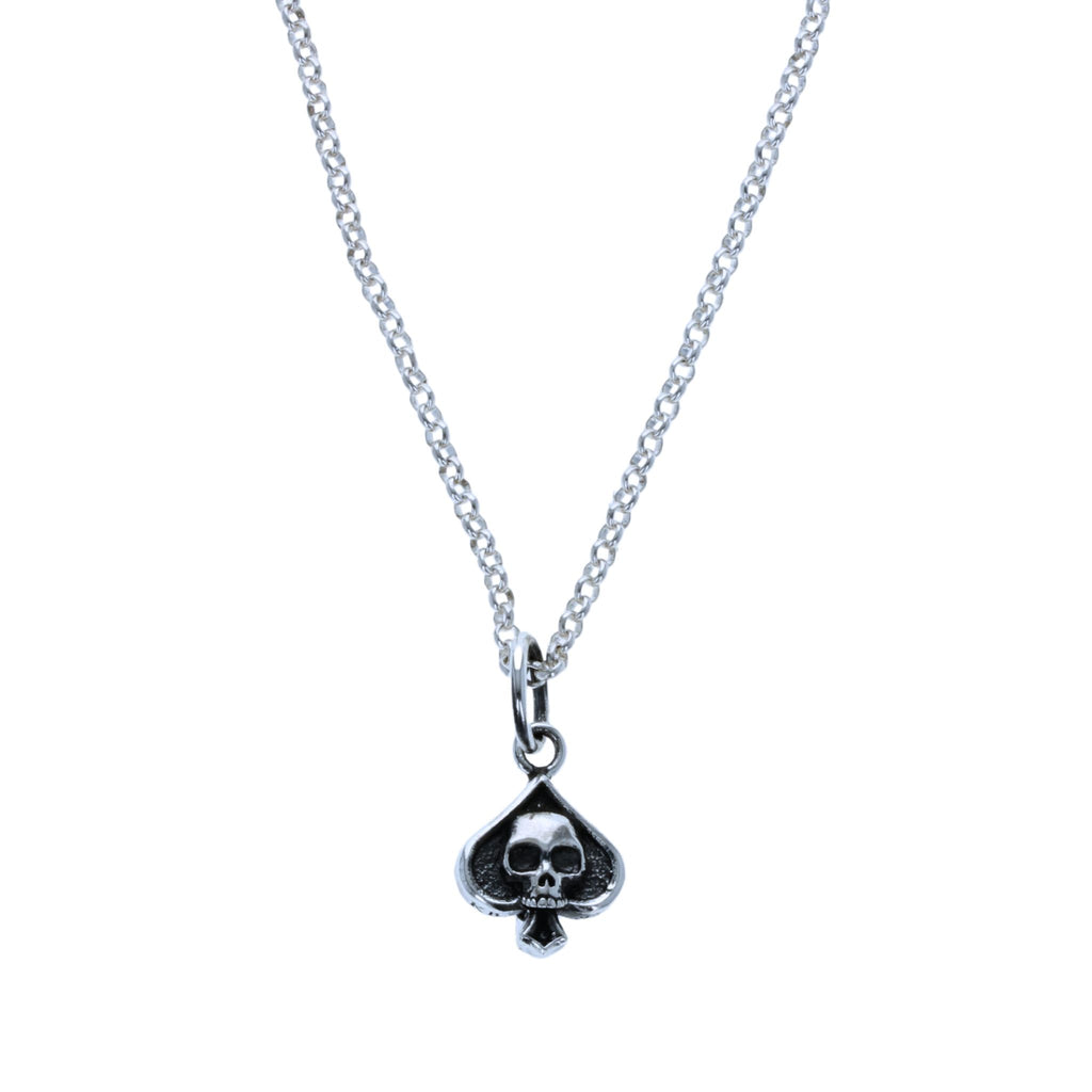 Micro Skull Spade Card Suit Pendant on Rolo Chain – King Baby