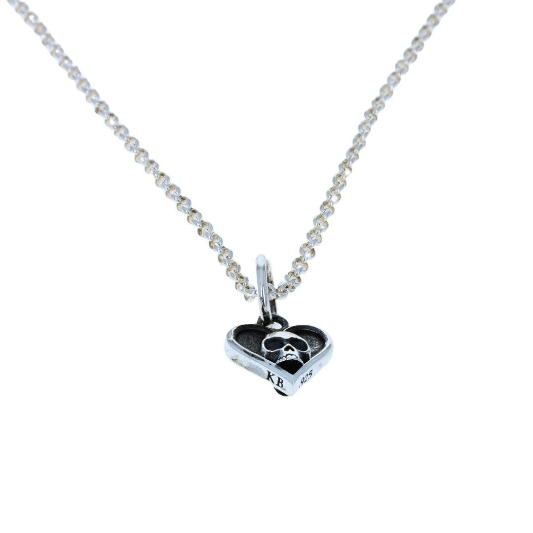 Micro Skull Heart Card Suit Pendant on Rolo Chain