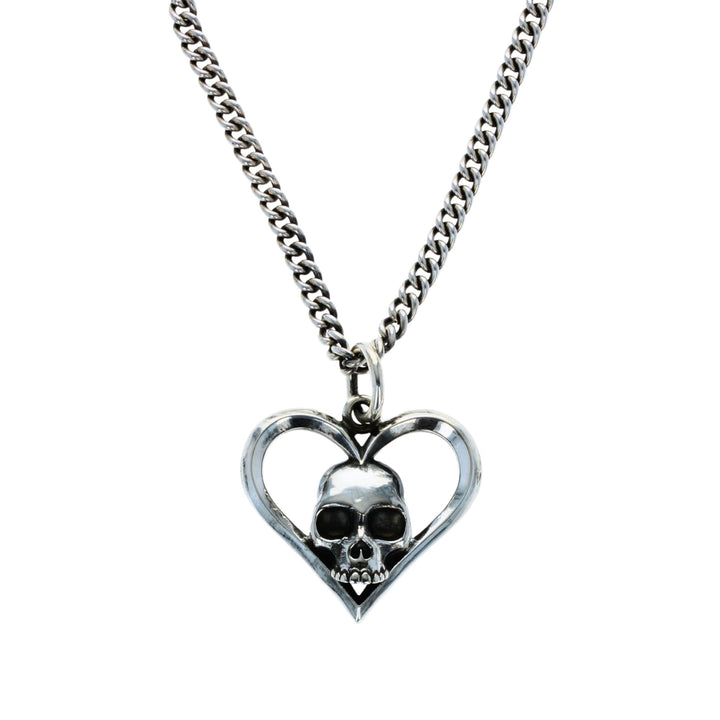 Cutout Skull Heart Pendant
