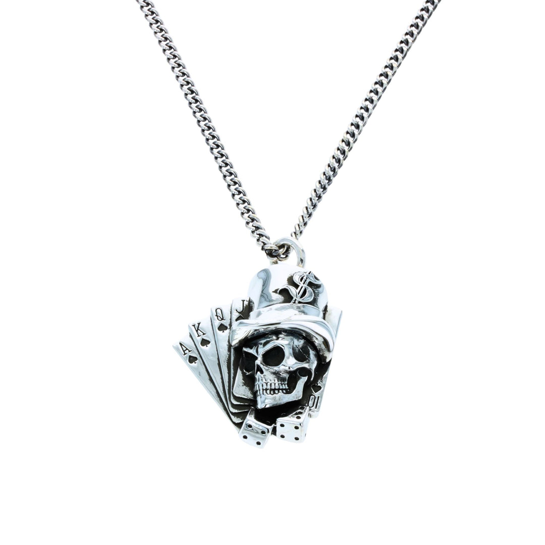 The Gambler Skull Pendant on white background front