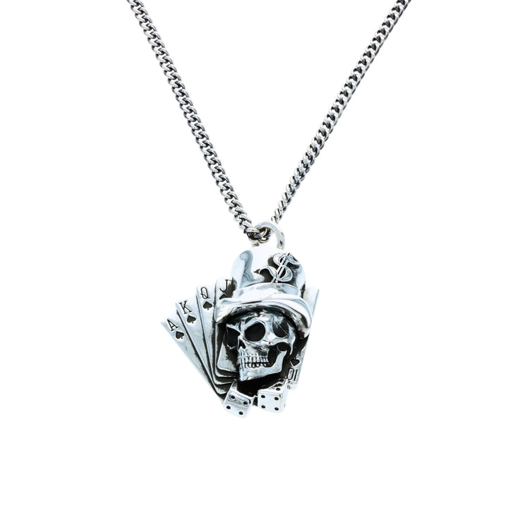 The Gambler Skull Pendant on white background front
