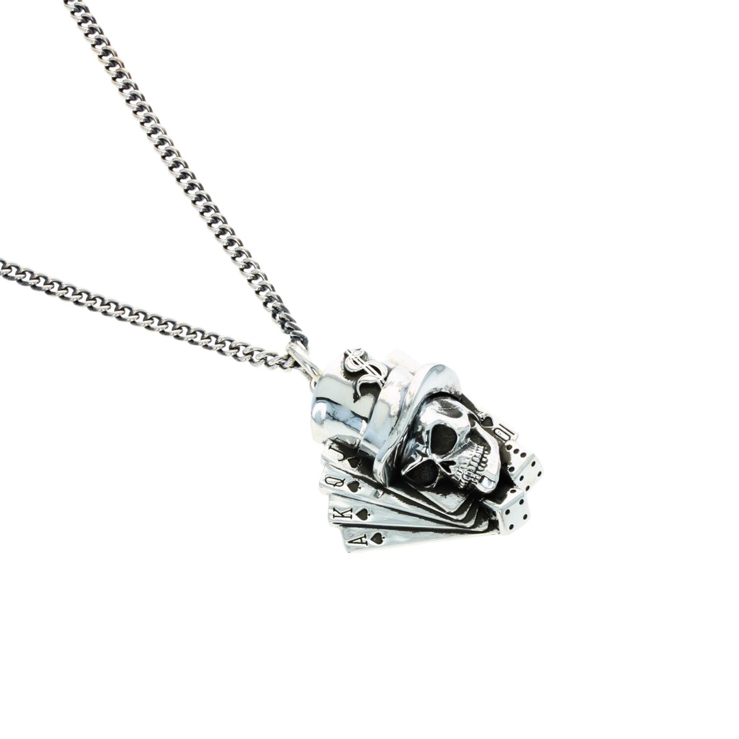 The Gambler Skull Pendant on white background side b top